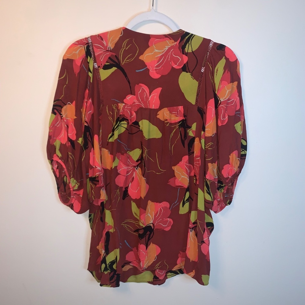 Maeve Anthropologie Beth Dolman Multi Floral Tunic Blouse Bloomcore - Picture 3 of 8